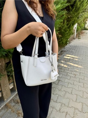 Just Polo Kadın Beyaz Yeni Sezon 3 Bölmeli Yumuşak Deri Lüks ve Şık Dokunuş El & Omuz Çantası Shoulder Bag