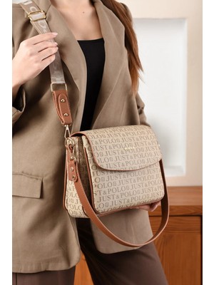 Just Polo Kadın Orijinal Just Polo Baskılı Büyük Boy Şık El ve Omuz Çantası Shoulder Bag Ebat: 29 x 25 cm