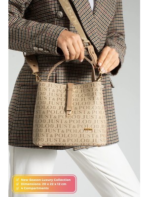 Just Polo Kadın Orta Boy Su Geçirmez Günlük Şık El ve Omuz Çantası Ebat 23 x 18 cm Shoulder Bag
