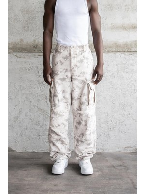 Machinist Erkek Baggy Desenli Kargo Jean Pantolon Gri