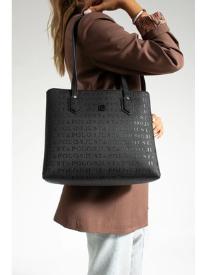 Just Polo Kadın Gofraj 3 Bölmeli El ve Omuz Çantası Su Geçirmez Materyal ile Ergonomik Tasarım