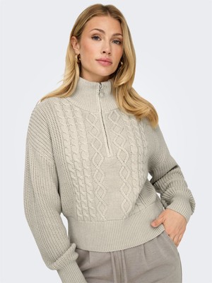 Only Onldorıtta Ls Cable Zıp Hıg Neck Knt Kadın Bej Kazak - 15306911