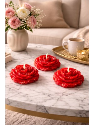 Sorvia Dekoratif Şakayık Mum Seti Beyaz 3’lü | El Yapımı Masa Üstü Mum