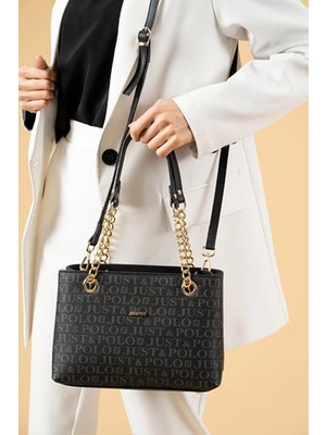 Just Polo Kadın Baskılı Uzun Ayarlanabilir Askılı Şık El ve Omuz Çantası Shoulder Bag