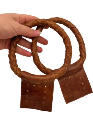 Angel Çanta Aksesuar Gerçek Deri 13 cm Nova Yuvarlak Model Taba Renk  Çift Çanta Sapı