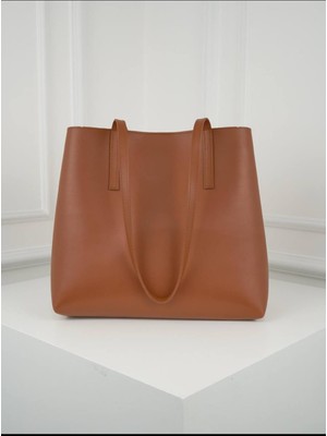 Özüm Takı Çanta Kadın Büyük Boy Omuz ve Kol Çantası Taba