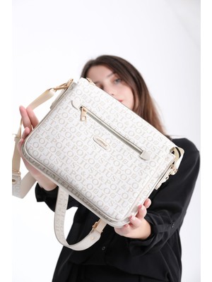 Just Polo Kadın Krem Çapraz Askılı Omuz Çantası