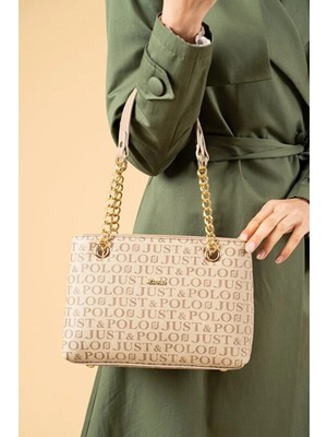 Just Polo Kadın Baskılı Uzun Ayarlanabilir Askılı Şık El ve Omuz Çantası Shoulder Bag