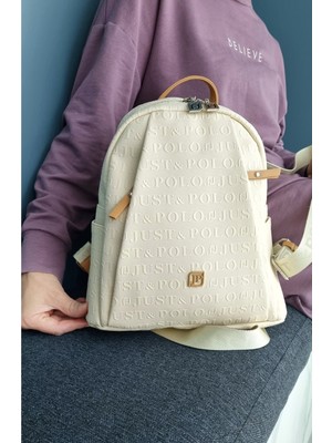 Just Polo Kadın Krem 9 Bölmeli Orta Boy Sırt Çantası JP4040TM Krem