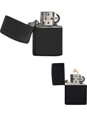 Çakmak Parlak Siyah Zippo Benzinli Çakmak Cep Boy Doldurulabilir