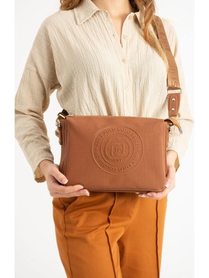 Just Polo Taba Orta Boy Kalın Askılı Günlük Çapraz Kadın Omuz Çantası 6009MH