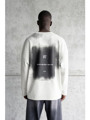 Machinist Erkek Abstract Basklı Uzun Kollu Tişört Uzay Grisi