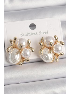 Getittir Pirinç Gold Renk Inci Tomurcuk Model Kadın Küpe - Lisinya