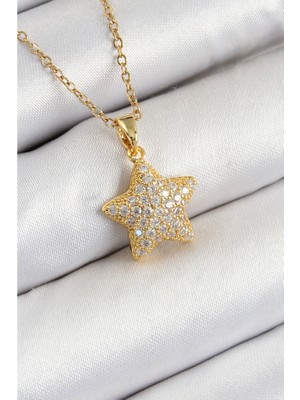 Skygo 316L Çelik Zirkon Taşlı Yıldız Model Gold Renk Kadın Kolye - TJ-BKO10351