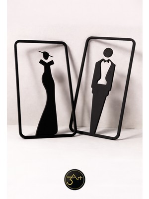 3art Metal Dekorasyon Wc Tabelası Seti – & Erkek Figürlü Duvar Tablosu Modern Tuvalet Kapı Dekoru