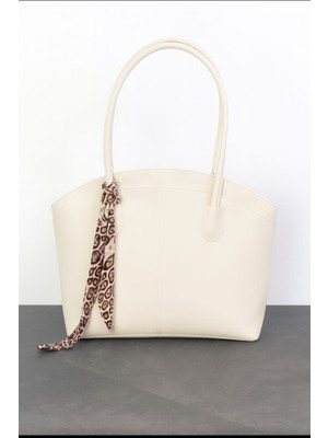 Özüm Takı Çanta Kadın Büyük Boy Omuz ve Kol Çantası Krem Rengi