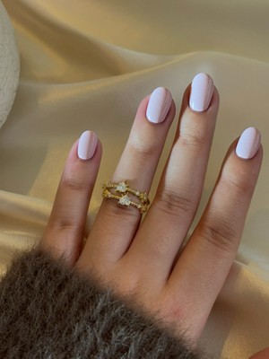 MonCherietr Duoheart Ikili Minimal Kalp Detaylı Zirkon Taşlı Altın Kaplama Ayarlanabilir Yüzük