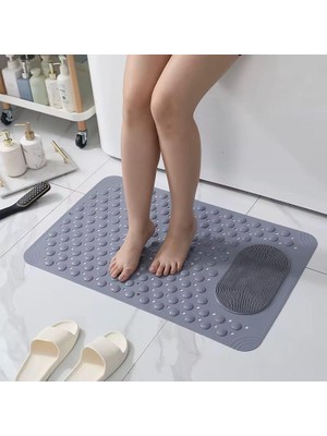 Zuzu Made Gri Vantuzlu Banyo ve Duş Kaydırmazı Duşa Kabin Küvet Içi Vantuzlu Banyo Paspası 36X69,5 cm