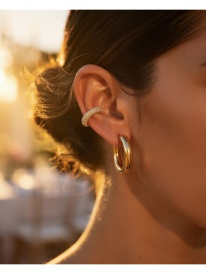 MonCherietr Clıvıa Full Zirkon Taşlı Altın Kaplama Earcuff