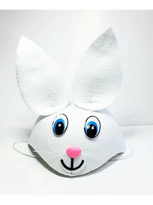 Evolvera Beyaz Renk Kulaklı Tavşan Şapkası Hayvan Şapkası