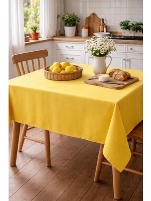 Home Sarı Yemek Masası Örtüsü, Dertsiz, Kolay Kullanım Sağlayan Örtü