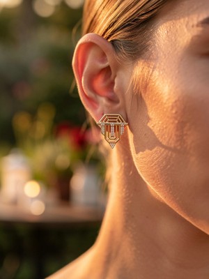 MonCherietr Seraya Zirkon Taş Detaylı Gold Küpe