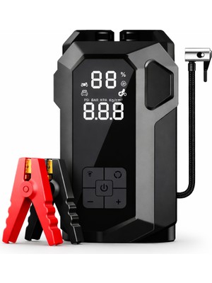 Bubitechh Q18B 16000MAH Kompresörlü Akü Takviye Cihazı | 4’ü 1 Arada Jump Starter