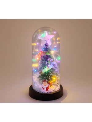 Evolvera Yılbaşı Temalı Işıklı  Dekoratif Cam Fanus ALK5077