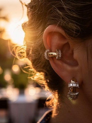 MonCherietr Lovıa Zirkon Taşlı Altın Kaplama Vıp Earcuff