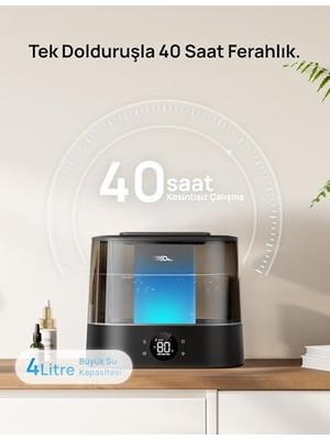 Dreo Akıllı Nemlendiriciler Yatak Odası Için, Üstten Dolumlu 4l Süper Büyük Nemlendirici, 28 Db, 36 Saat Çalışma Süresi, Dokunmatik/uygulama/ses Kontrolü, Iç Mekanlar Için Soğuk Sisli Nemlendiriciler