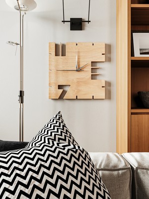 Wooden Studio Modern Ahşap Duvar Saati, Ofis Duvar Saatleri, Salon Duvar Saati, Büyük Duvar Saati, Mutfak Saati, Dekoratif Duvar Saatleri