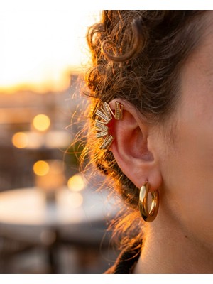 MonCherietr Flare Zirkon Taşlı Zikzak Earcuff