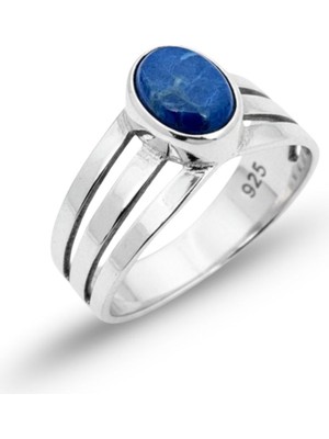 Oya Silver Doğal Lapis Lazuli Taşlı Gümüş Kadın Yüzük [OYSY084]