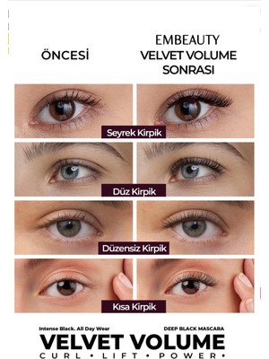 Velvet Hacim Veren Siyah Velvet Rimel