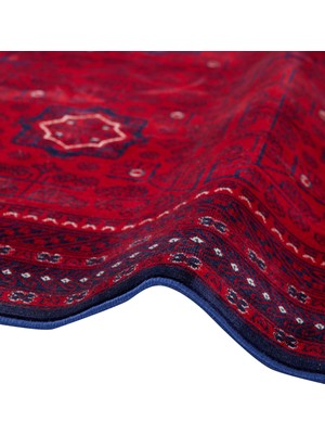 Badelya Home Otantik Kadife Bambu Ince Premium Sık Dokuma Ipeksi Yumuşak Kaymaz Etnik Afgan Salon Koridor Halısı