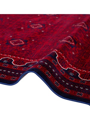 Badelya Home Otantik Kadife Bambu Ince Premium Sık Dokuma Ipeksi Yumuşak Kaymaz Etnik Afgan Salon Koridor Halısı