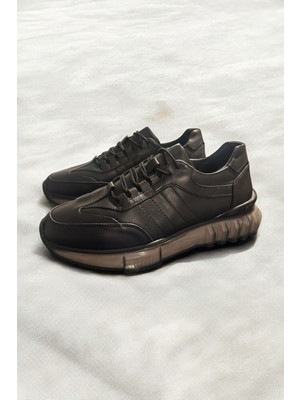 Zueofficial Siyah Hakiki Deri Tam Ortopedik Casual Günlük Erkek Ayakkab