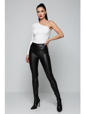 Ys Beyaz Tek Omuz Uzun Kollu Kaşkorse Kadın Bluz