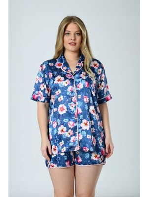 Morvarid Lüks Kutulu Saten Gömlek Şortlu Pijama Takımı – Dantel Kollu, Kore Ipeği Dokulu