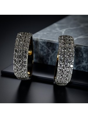 Luckyb Store Taşlı Silver Renk Halka Xuping Küpe