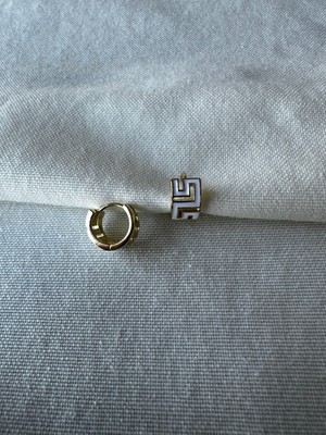 Luckyb Store Gold Beyaz Detaylı Xuping Halka Küpe