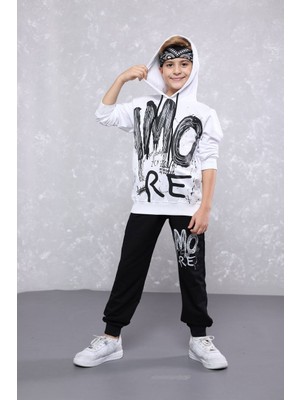 Özgür Kids Yazı Baskılı Kapüşonlu Ikili Erkek Çocuk Takım
