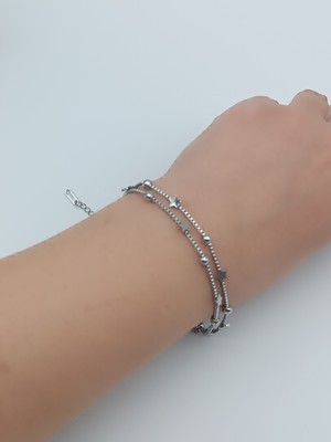 Lagül Aksesuar 316L Çelik Kararmaz Paslanmaz Yıldız Detaylı Bileklik