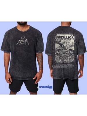 Metallica Yıkamalı Over Size Tişört L