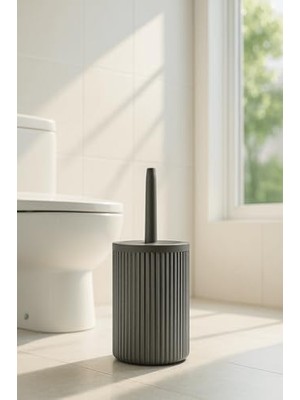 Serisi /gri Akrilik Tuvalet Fırçası – Silindir Standlı, 34CM, Kolay Temizlik - 3371