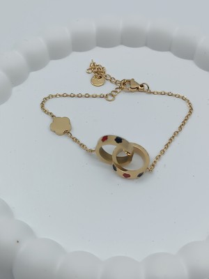 Lagül Aksesuar 316L Çelik Kararmaz Suya Dayanıklı Renkli Iki Halka Geçmeli Şık Model Bileklik