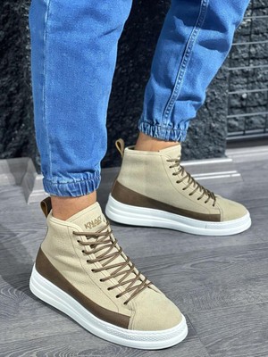 Colezium Yüksek Taban Ayakkabı C- Vizon Süet