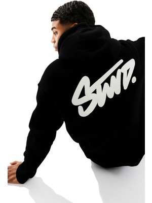 Bellanova Unisex 3 Iplik Oversize Swnd Yazı Baskılı Kapüşonlu Kanguru Cepli Rahat Günlük Hoodie Sweat