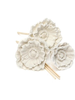 Seramik Çiçek Taşlı 10'lu Doğal Bambu Kamış Seti