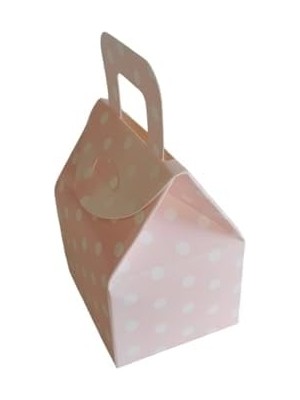 Hediyelik Çanta Pembe Puanlı Kutu Şeker Kutusu Kına Kutusu Lokum Kutusu 25 Adet